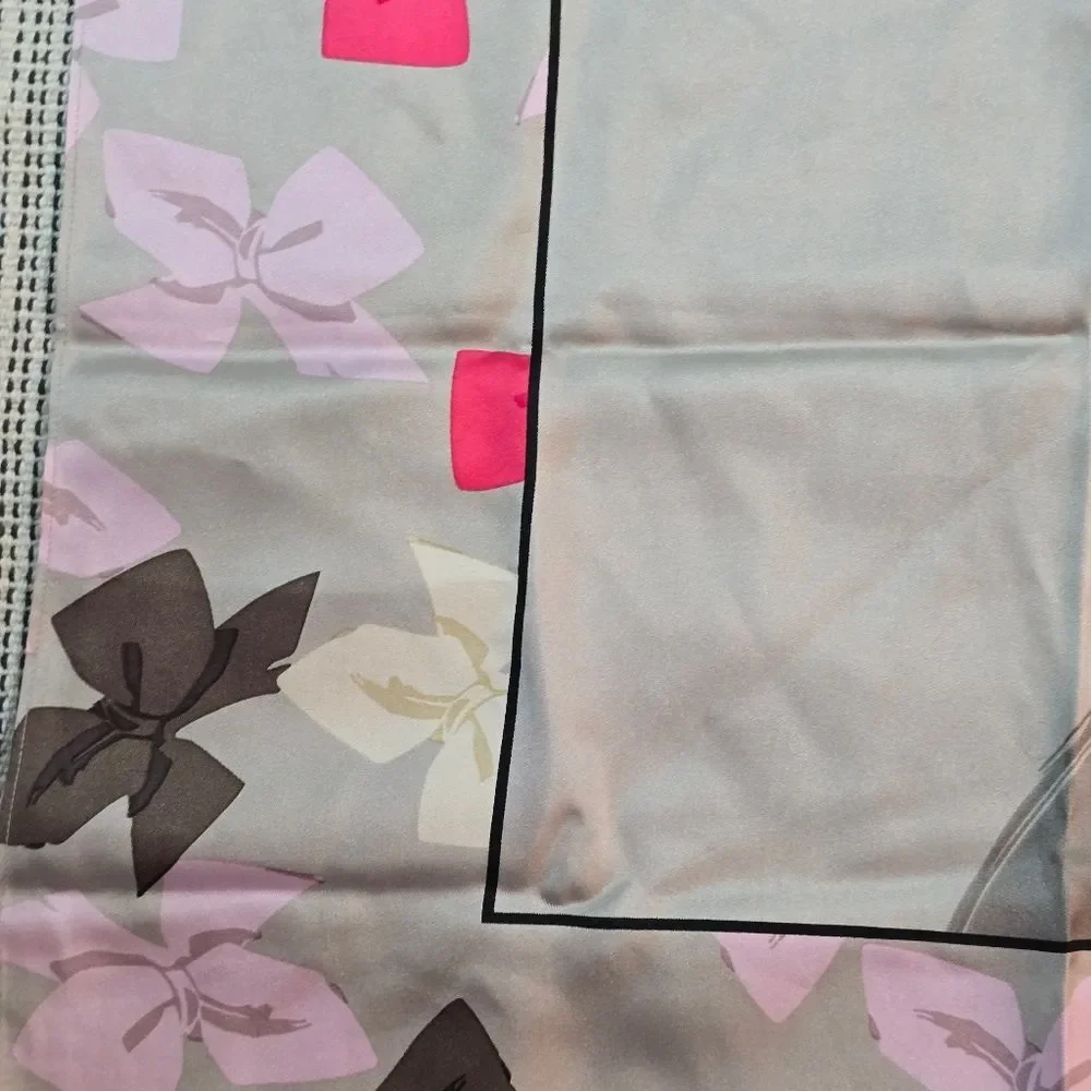 Vintage Very Vollbracht Silk Extra Large Square Scarf Wrap Cat With Bow 41 x 42